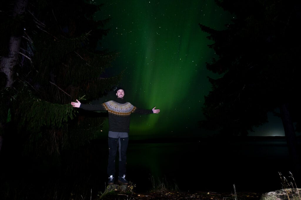 aurora with campfire beautiful views with kids